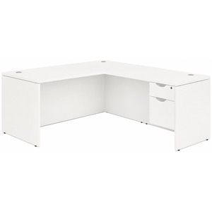 CLALD1037- Classic L-Shape Desk 66" W x 30" D with 47" Return and Box/File Pedestal- White