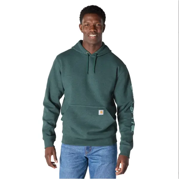 CARHARTT K288 - Loose Fit Midweight Logo Sleeve Graphic Sweatshirt - Dark Harbor Teal Heather