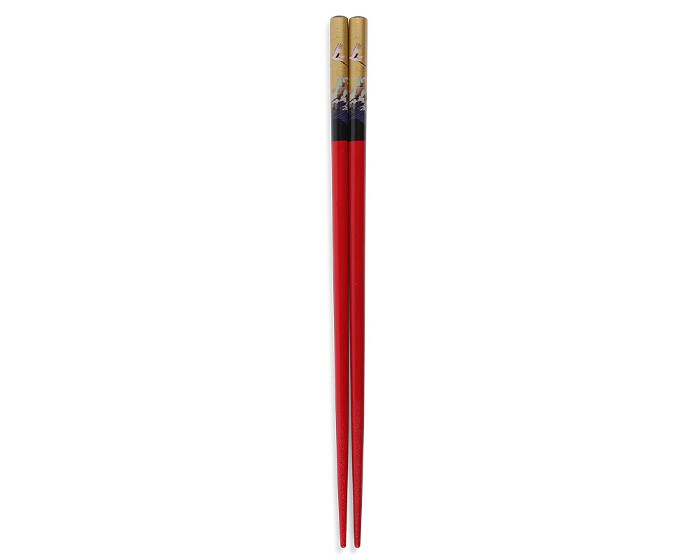 Cranes Chopsticks With Case - Red