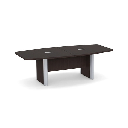 Classic Plus Boat-Shape Conference Table 8 Ft - Espresso with Silver Metal Accents (2 Grommets)