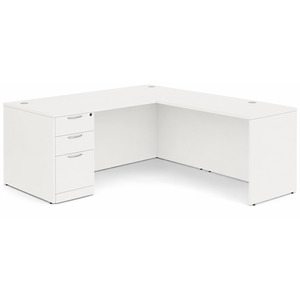 CLALD1046- Classic L-Shape Desk 71" W x 36" D with 47" Return and Box/Box/File Pedestal- White