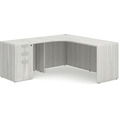 Classic L-Shape Workstation 66" x 66" with Left Hand Return and Box/Box/File Pedestal - Silver Birch
