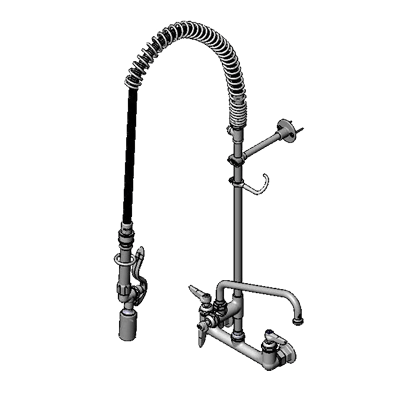T&S Brass B-0133-10CRBJST Pre-Rinse Unit Easyinstall Wall Mount Mixing Faucet With 8" Adjustable Centers