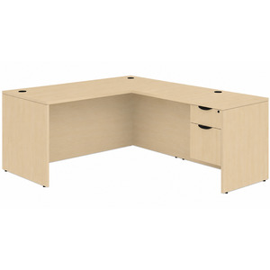 CLALD1037- Classic L-Shape Desk 66" W x 30" D with 47" Return and Box/File Pedestal- Maple