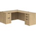 CLALD2040- Classic L-Shape Desk 66" W x 30" D with 42" Return and 2 Full Pedestals- Aspen