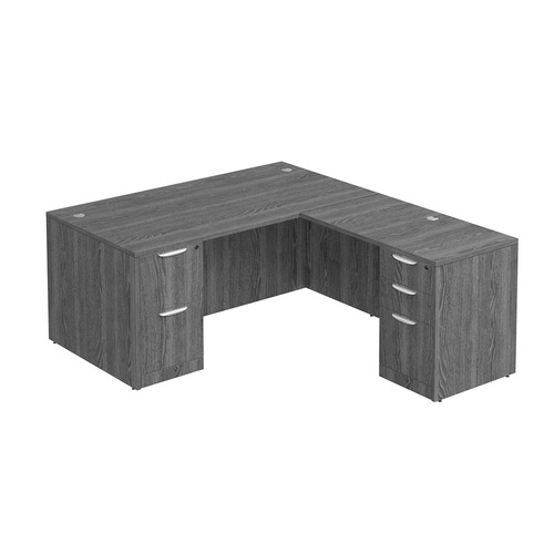 Classic L-Shape Desk 72" x 66" with 2 Full Pedestals - Newport Grey