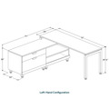 Elements L-Shape Workstation 71" x 72" x 24"D with Personal Storage Credenza - White with Black Legs