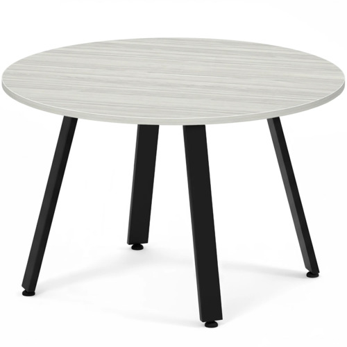 Signature Round Meeting Table 48" - Silver Birch with Black Metal Legs