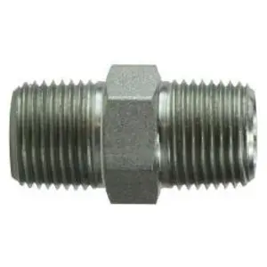 Hex Nipple, 1/2 in MPT x 1/2 in MPT, Steel