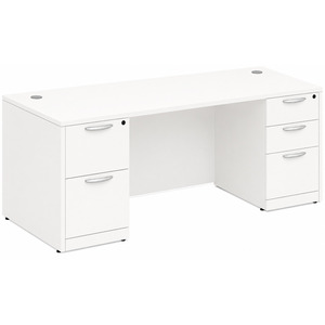 CLASD1032- Classic Desk 71" W x 36" D with Two Full Pedestals- White