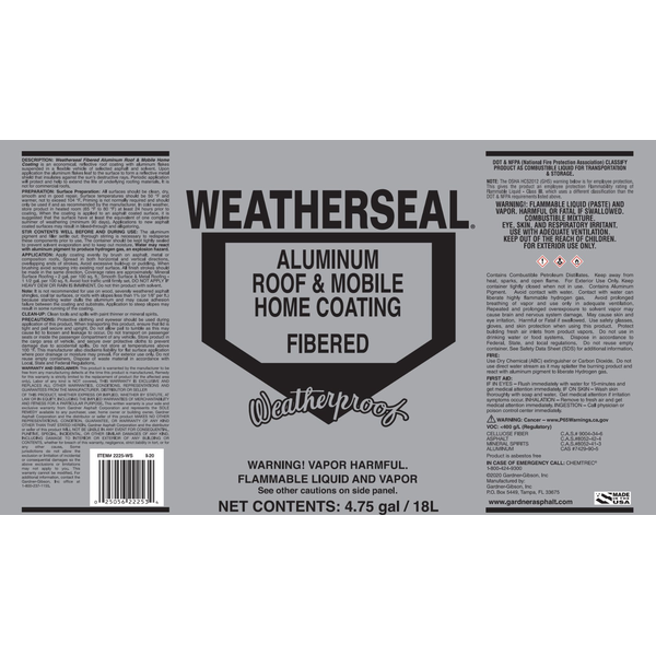 WEATHERSEAL FIB ALUMINUM RF CTG
