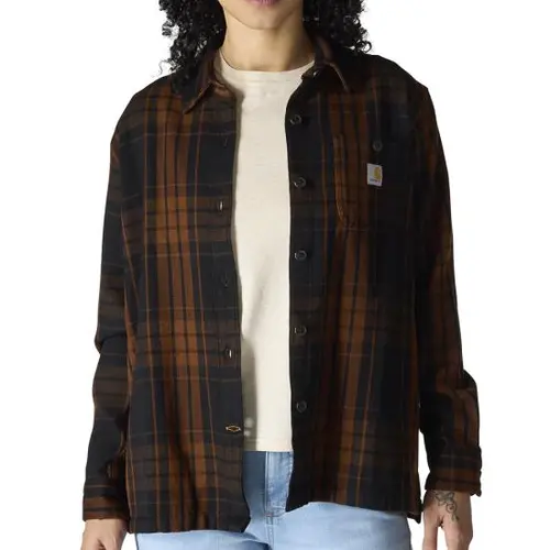 CARHARTT 107136 - Women's TENCEL™ Fiber Series Loose Fit Twill Plaid Shirt - Black