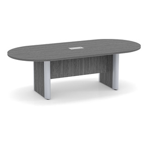 8ft Racetrack, accent base Conference Table: NEWPORT GRAY w/SILVER 