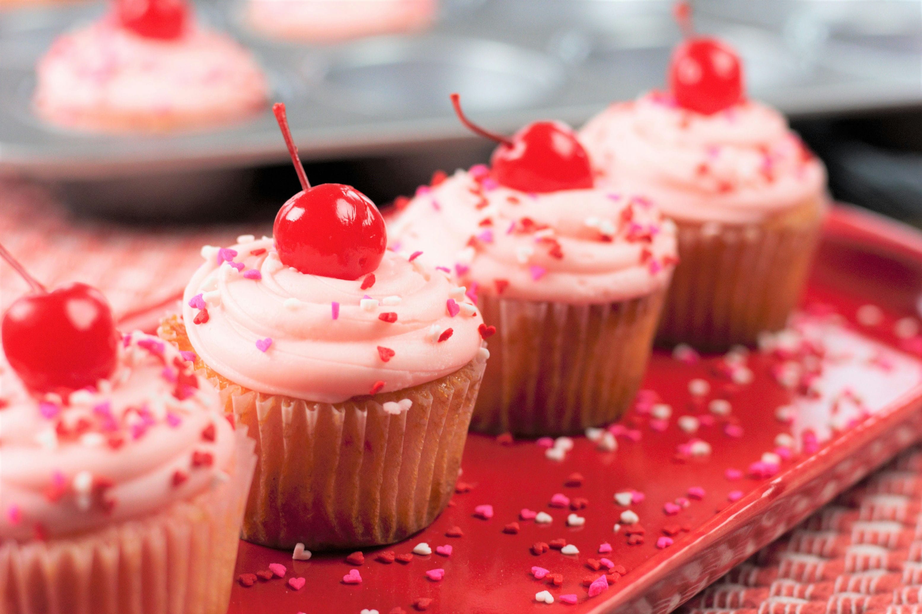 Almond Maraschino Cherry Cupcakes - Your Cup of Cake