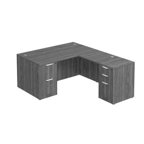 Classic L-Shape Desk 72" x 60" with 2 Full Pedestals - Newport Grey