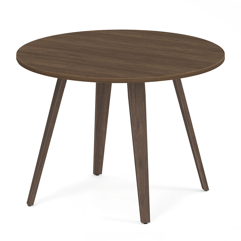 Signature Round Meeting Table 42" - Modern Walnut with Wood Legs