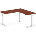Enhance Electric Height-Adjustable L-Shape Desk 60" X 60" - Cherry with White Base