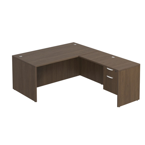 Classic L-Shape Desk 77" x 66" with Box/File Pedestal - Modern Walnut