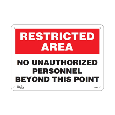 No Unauthorized Personnel Beyond This Point Sign - 14" x 10" - Plastic - English