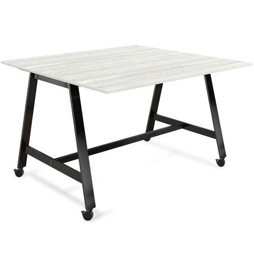 Signature Bistro Benching Table 60" x 72" - Silver Birch with Black Legs