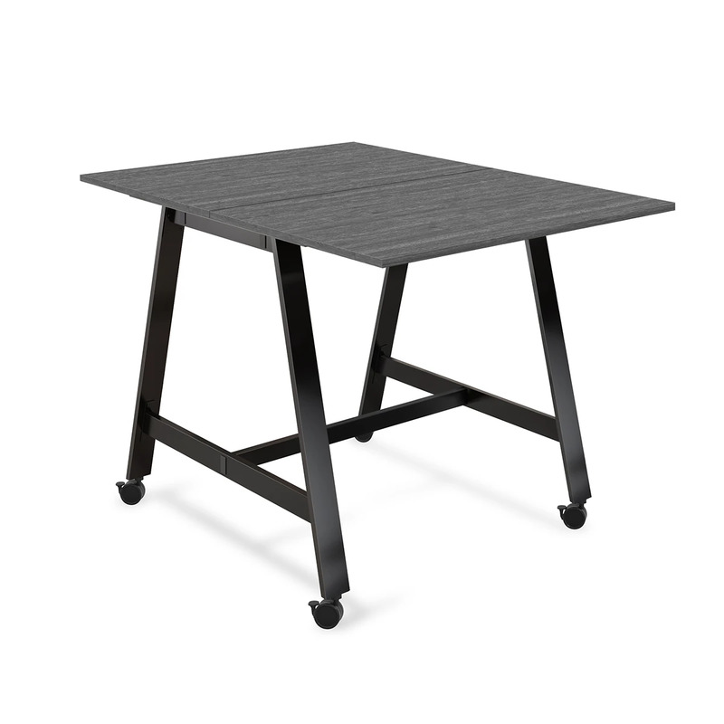 Signature Bistro Benching Table 60" x 48" - Newport Grey with Black Legs