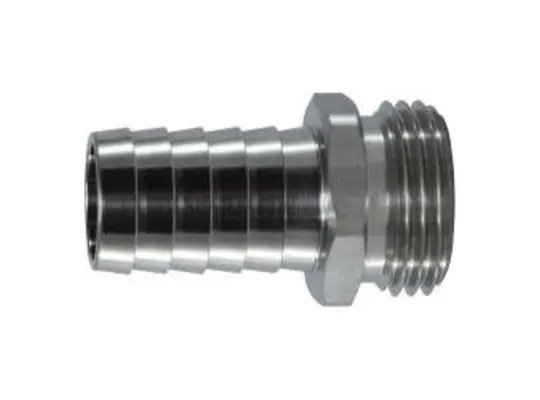 Garden Hose Swivel Adapter, 5/8 in Hose Barbed x 3/4 in MGH, Stainless Steel