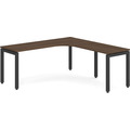 Elements Radius Desk 72" x 72" with Right Return - Modern Walnut with Black Legs