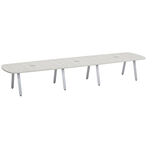 Signature Arena Conference Table 16 Foot - Silver Birch with Silver Metal Legs