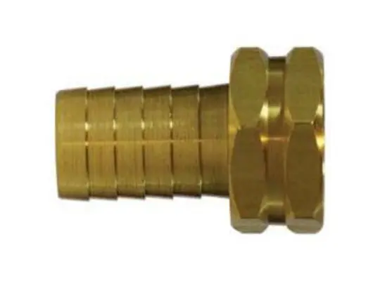 Straight Hex Swivel Adapter, 1-in Garden Hose Barbed x 3/4-in FGH, Brass