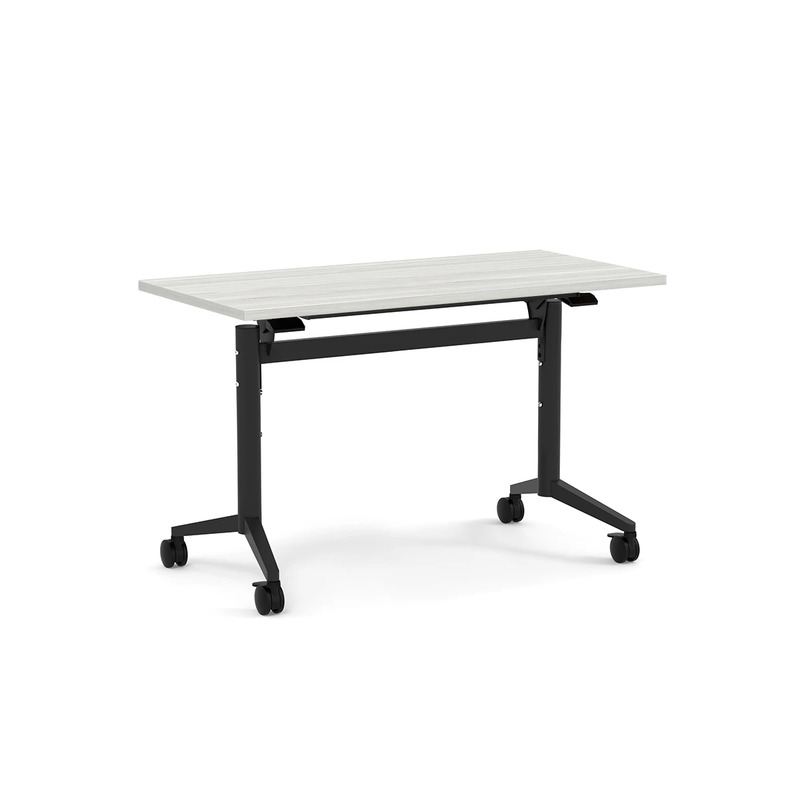 Nestling Flip Top Table 24" X 48" - Silver Birch Top with Black Base