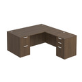 Classic L-Shape Desk 72" x 66" with 2 Full Pedestals - Modern Walnut