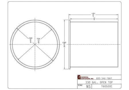 330 Gallon Polyethylene Open Top Cylindrical Tank and Cover, 45" x 48"