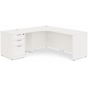 CLALD1005L- Left-Handed Classic L-Shape Workstation 66" W x 24" D with 42" Return and Box/Box/File Pedestal- White