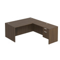 Classic L-Shape Desk 77" x 66" with Box/File Pedestal - Modern Walnut