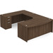 CLAUD1012L- Left-Handed Classic U-Shape Bowfront Executive Workstation 71" W x 107" D with Box/Box/File Pedestal- Modern Walnut