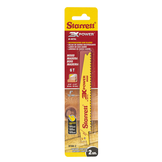 STARRETT BT66-2 Wood Cut 6'' x 3/4 x .050 x 6T, 3X POWER, 2 Pack