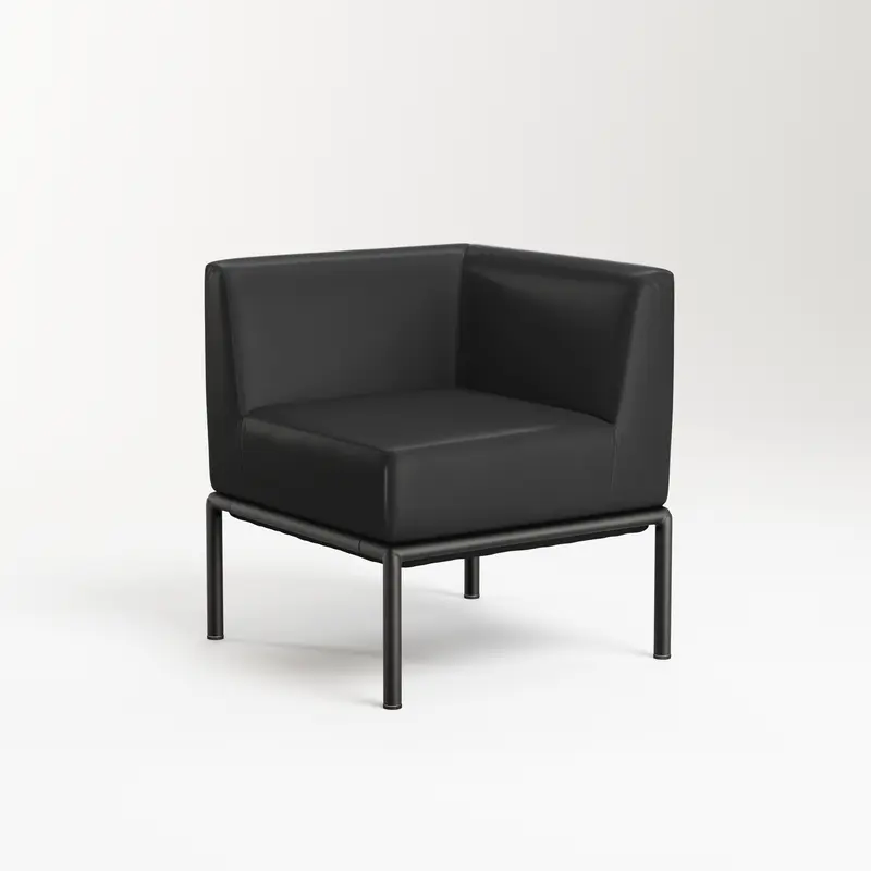 ARMLESS CORNER LOUNGE BLACK VINYL/BLACK FRAME