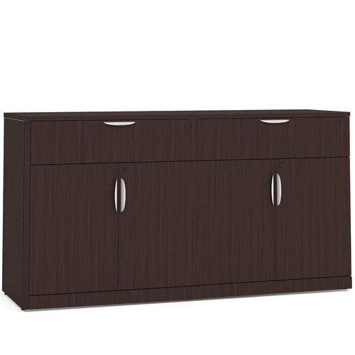 Lateral Storage Credenza with Double Buffet Drawers - Espresso