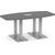 8' Classic Boat Shape Conference Table with Palmer Base - Newport Gray Top, Silver Brushed Base