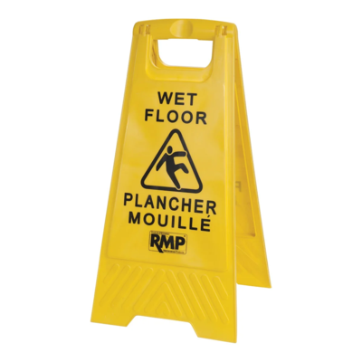 Wet Floor Floor Sign - 12" x 24" - Plastic - Bilingual