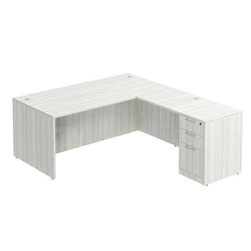 Classic L-Shape Desk 77" x 71" with Box/Box/File Pedestal - Silver Birch