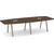 10' Boat Shape, Signature Conference Table: Modern Walnut Top, Silver Metal VA Leg