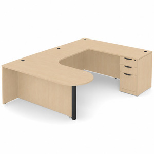 CLAUD2007R- Right-Handed Classic U-Shape Bullet Executive Workstation 71" W x 101" D with Box/Box/File Pedestal- Maple/Black