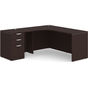 CLALD1005L- Left-Handed Classic L-Shape Workstation 66" W x 24" D with 42" Return and Box/Box/File Pedestal- Espresso