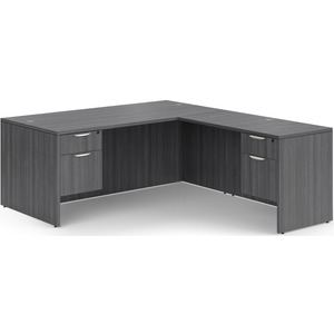 CLALD2047- Classic L-Shape Desk 71" W x 36" D with 42" Return and 2 Box/File Pedestals- Newport Gray