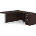 CLALD1010R- L-Shaped Bullet Workstation 71" W x 30" D with 47" Return and Box/Box/File Pedestal- Espresso/Silver
