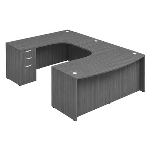 CLAUD1013 Left Executive Bowfront 71" X 120" Desk- Coastal Grey