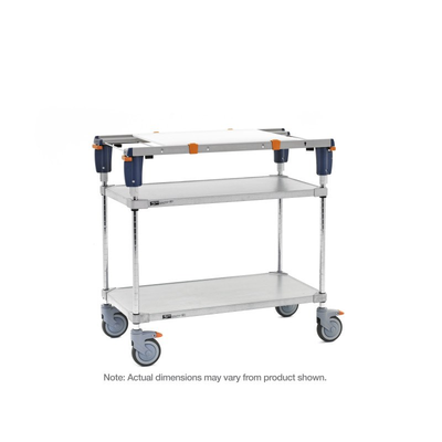Metro MSQ1824-FGFG-PK1 PrepMate qwikSet MultiStation 24" Prep Station with Accessory Pack 1, Solid Galvanized top and bottom shelves with Chrome posts