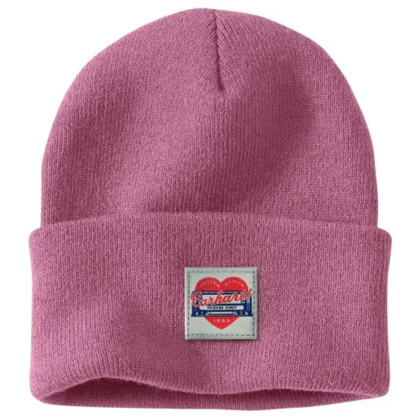 CARHARTT 107409 - Women's Knit Heart Patch Beanie - Rose Tint