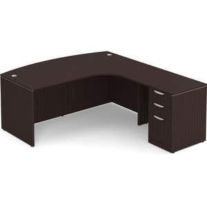 CLALD1008R- Right-Handed Bowfront L-Desk 71" W x 36" D with 47" Return and Box/Box/File Pedestal- Espresso